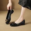 Spring and autumn new temperament thick heel square buckle single shoes women's fashion light mouth fashion versatile professional work shoes