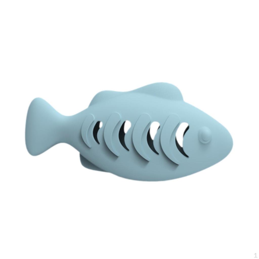 Cat Feeding Toy in Fish Shape, Silicone Chewable Dispenser for Cats