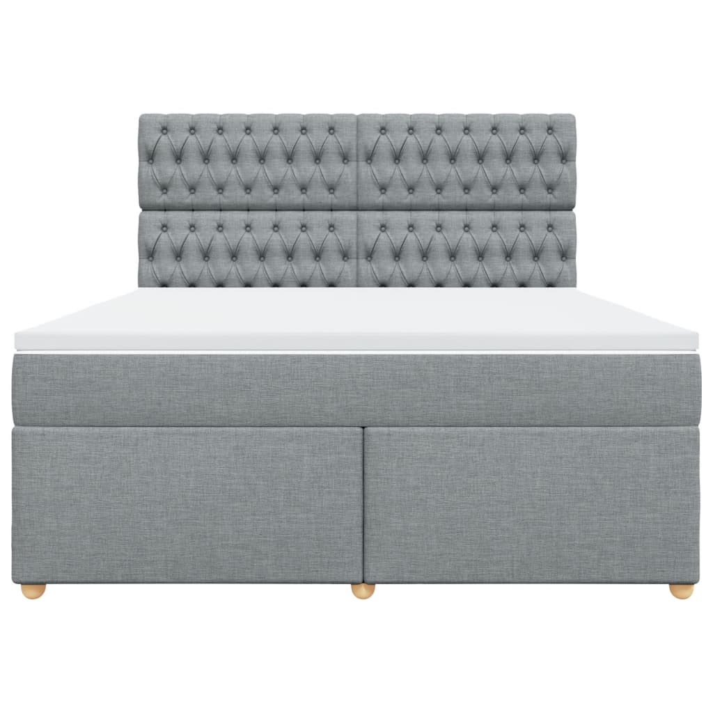 Box Spring Bed with Mattress Light Grey 180 x 200 cm Fabric