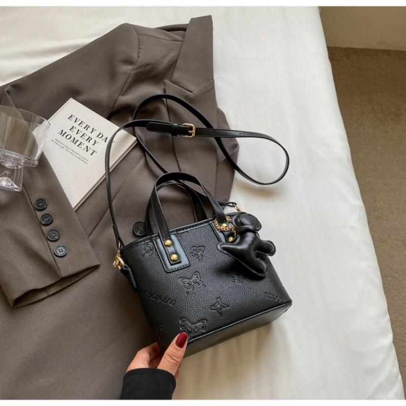 IELGY Embossed Butterfly Portable Tote Bag Korean Version Fashion One-Shoulder Messenger Bag Bucket