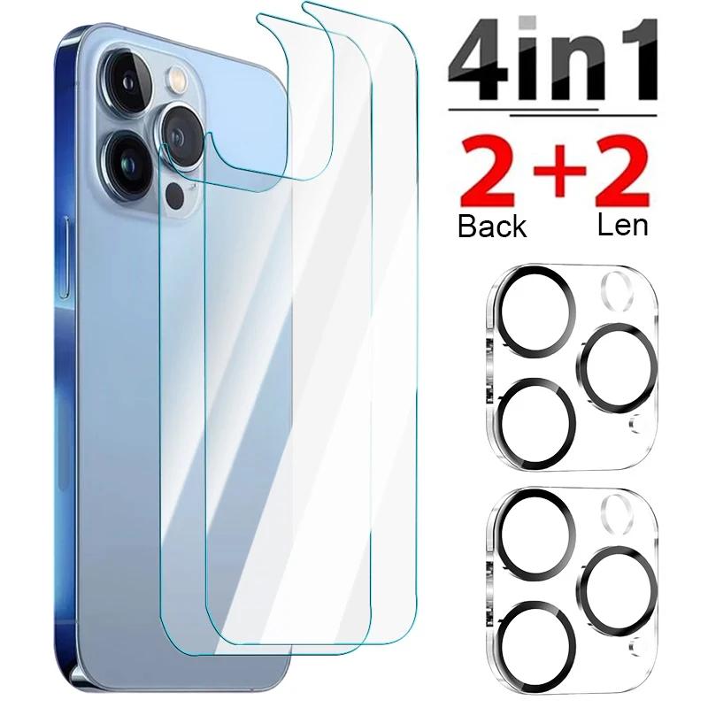 For iPhone 16/16 Plus/16 Pro/16 ProMax Tempered Glass Screen Protector Film HD Clear Full Cover Camera Lens Back Protector Film