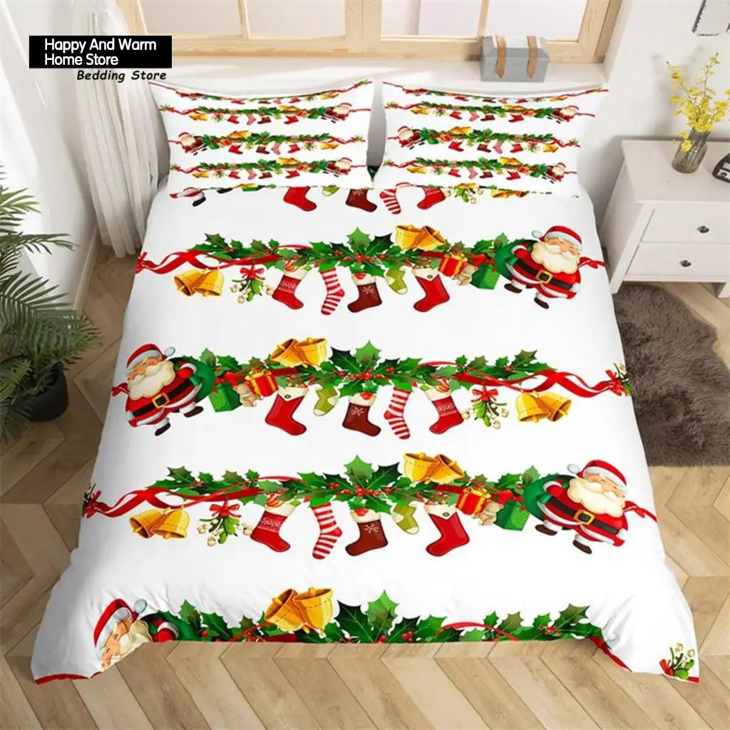 Christmas Tree Santa Claus Duvet Cover Twin King Queen Boys Christmas Bedding Set Polyester Botanical Racing Car Comforter Cover