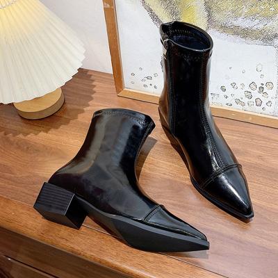 Pointed Toe Ankle Women Snow Boots Mid Heels Plush Warm Cotton Shoes Winter 2024 Trend Party Pumps Shoes Chelsea Botas Mujer