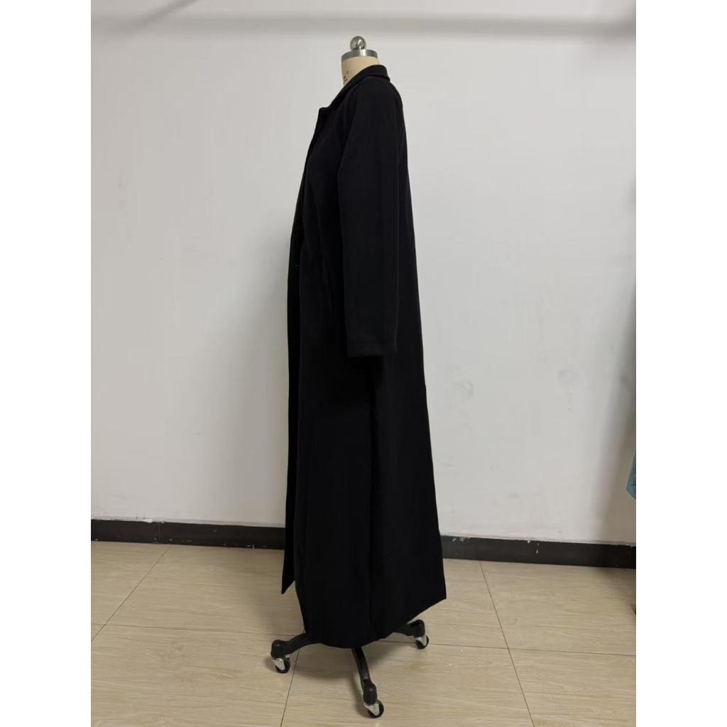 Fall Winter Women's Solid Color Long Warm Wool Coat, Casual Loose Overcoat for European American, Crossborder Outerwear