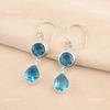 Natural Swiss Blue Topaz 925 Silver Drop Dangle Mothers day New Earrings Jewelry EE-142-4