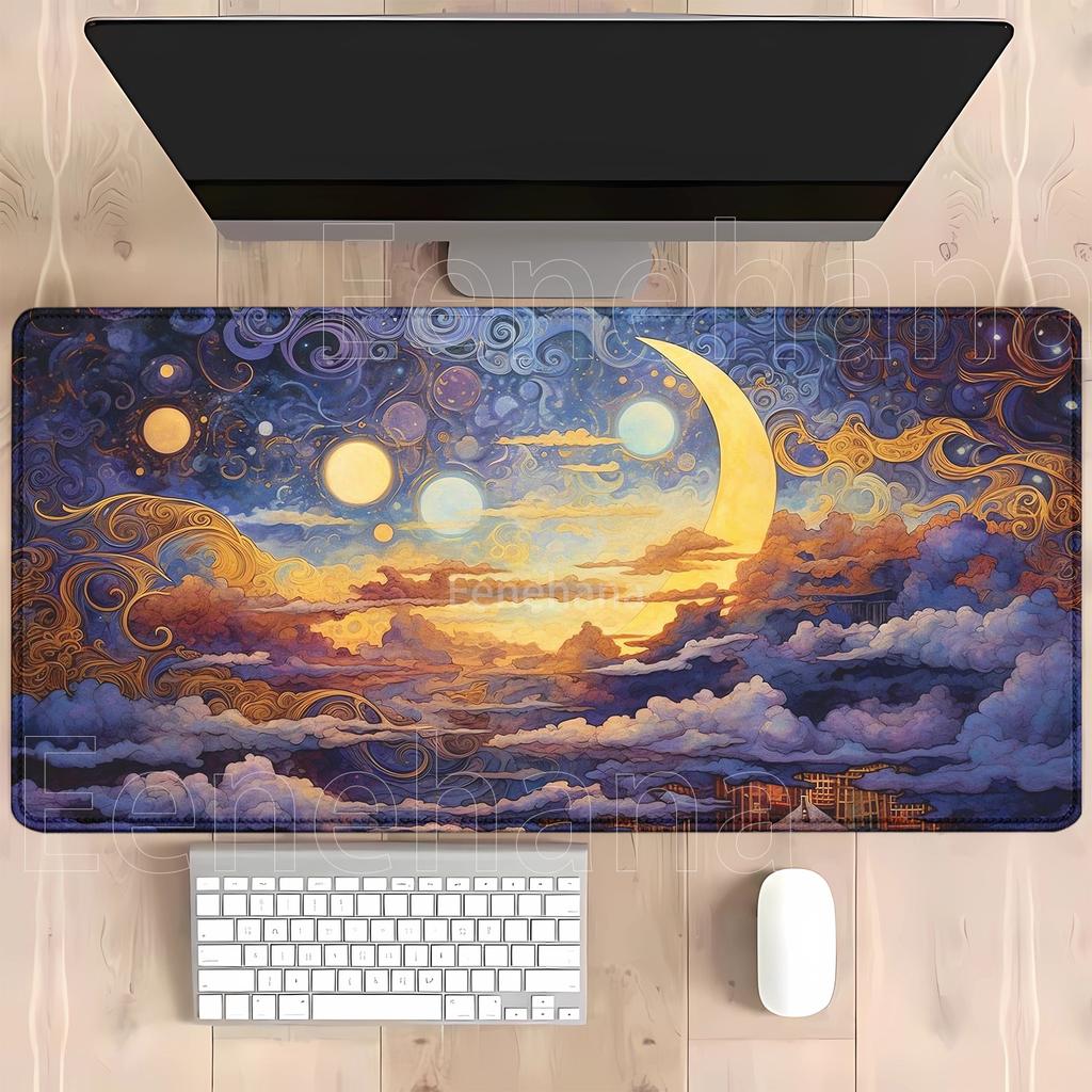 Large Mouse Pad Full moon and night cloud overlock NonSlip Game Mousepad keyboard PC Gaming HD Printing xmm XXL Desk Mat