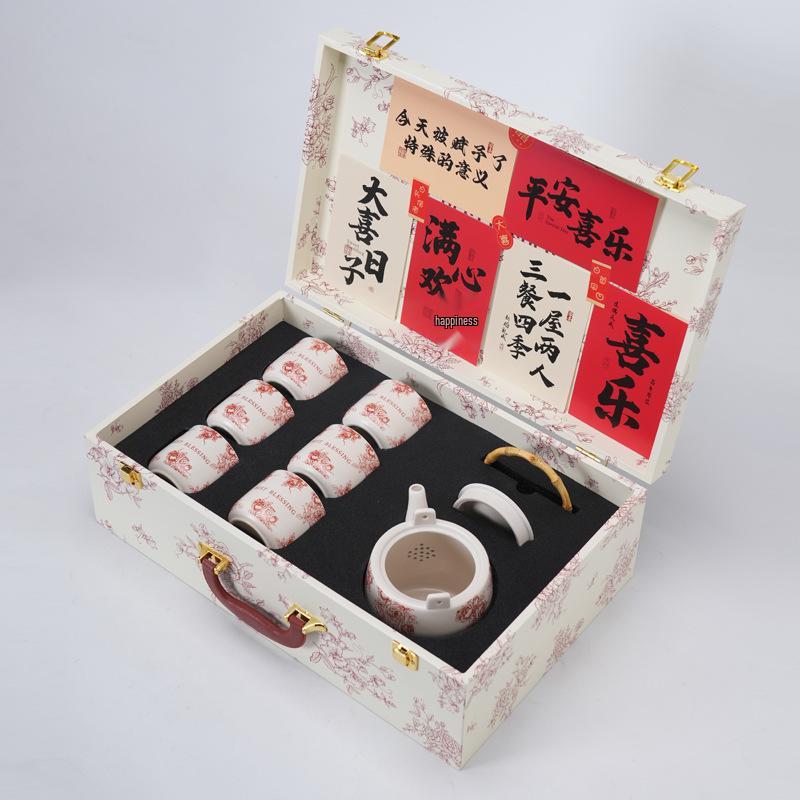 Elegantly Curated Dowry Rose Tea Set - Perfect Ceramic Wedding Gift for Couples & Brides