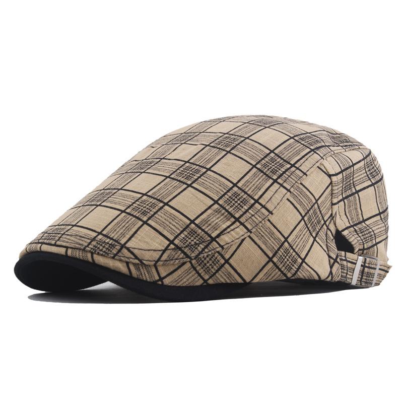 Spring New Pure Cotton Square Color Plaid Cap, Men's Fashion Sunscreen Beret, Women's Personality Leisure