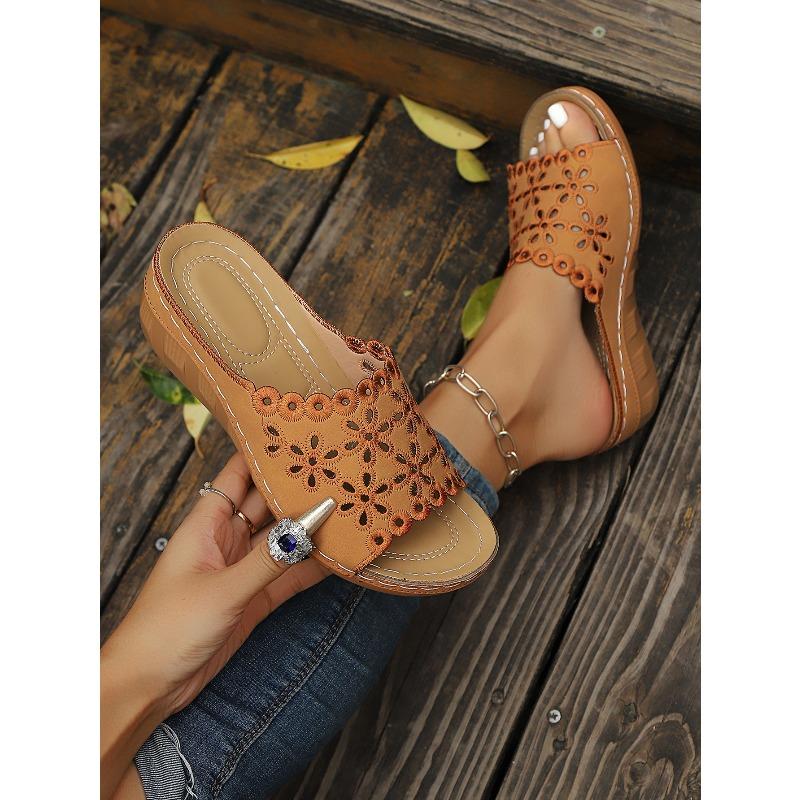 Summer New Wedge Slippers Women's 2025 Plus Size Muffin Thick Sole Open Toe Sandals