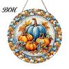 Fall Front Porch Decor Harvest Festival Welcome Sign for Door, Rustic Wooden Hanging Wheat Ear Ornament with Hemp Rope, Autumn Pumpkin Plaque