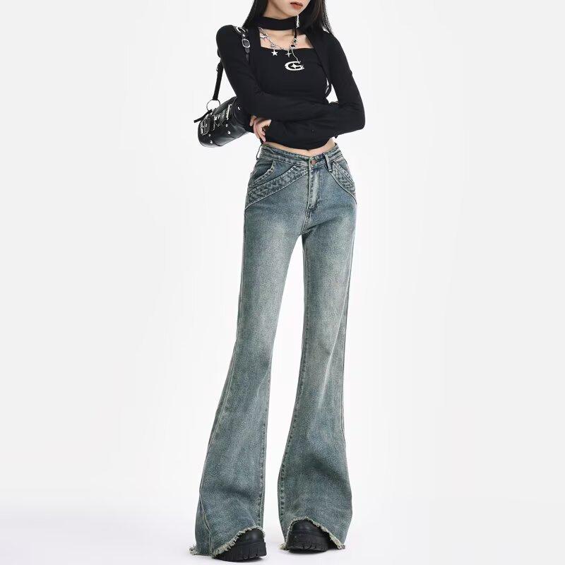 

American Spicy Girl High-Waist Micro Flare Jeans: Spring/Autumn 2025 Slim Fit, Hip-Lifting, Versatile Women s Pants 2XL: Height 155-165CM (67kg-73kg)