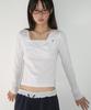 RONRON Ribbon Knot Square Neck Long Sleeve White