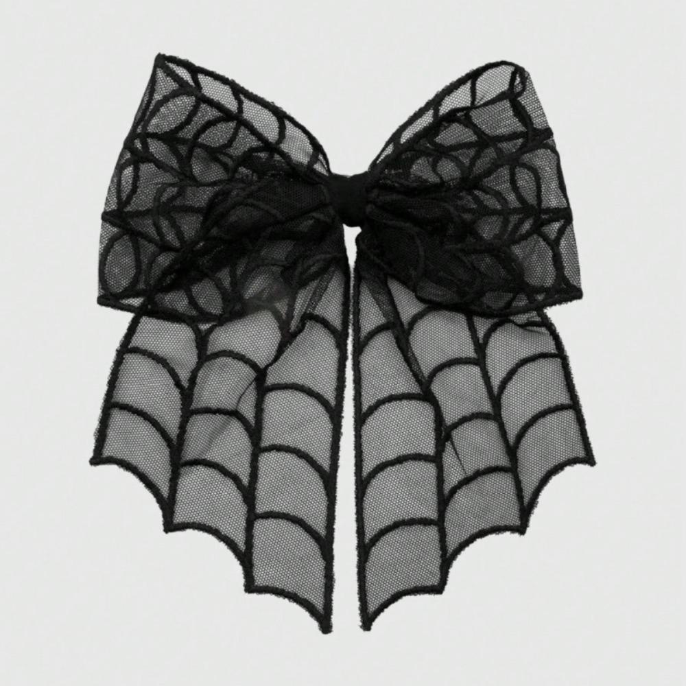 

Goth 1pc Gothic Style Bowknot Lace Bat Decor Hair Clip Valentines Claw Clips Hair Claws Hair Barrettes, Halloween one-size чёрный