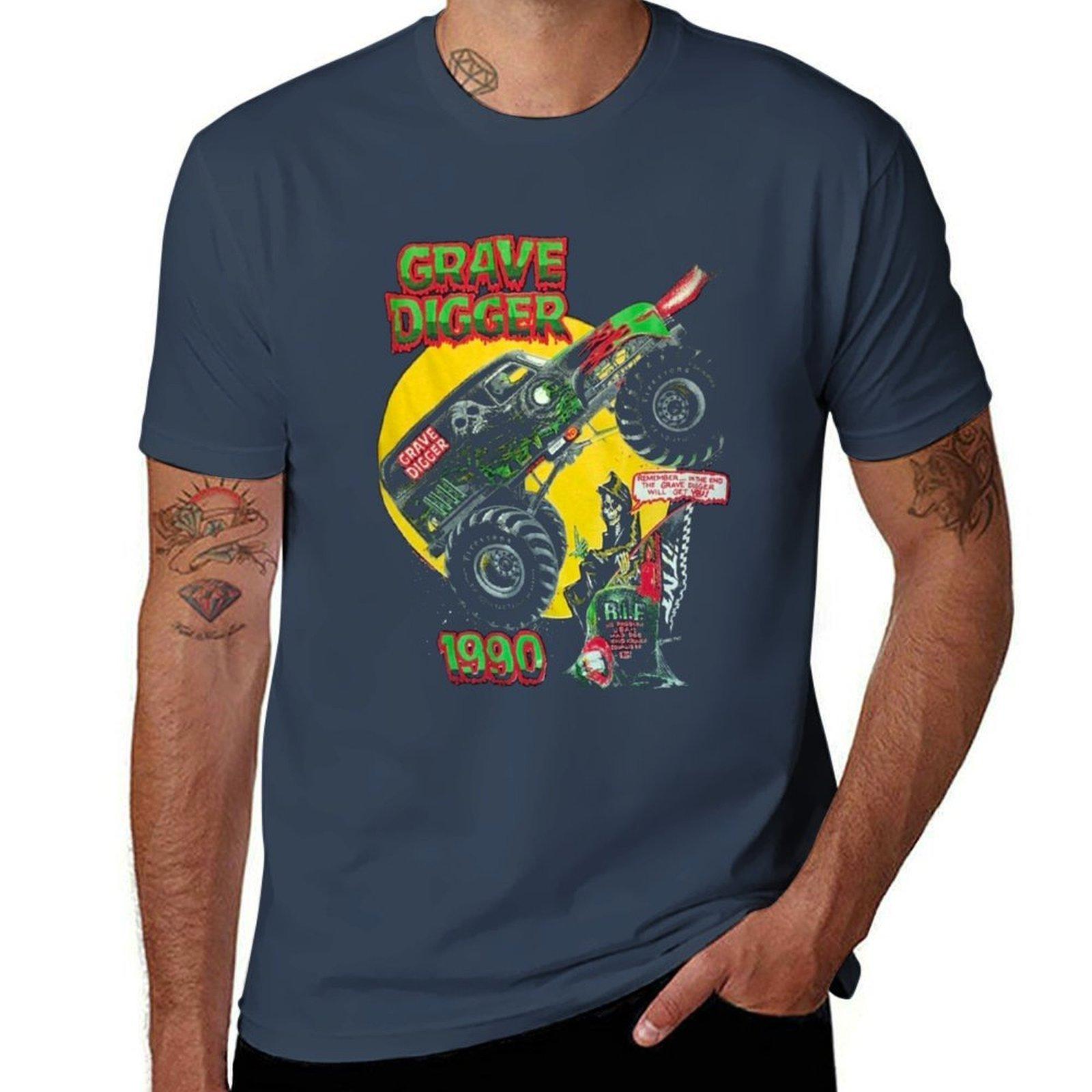Grave Digger Dennis Racing Vintage 1990 Tshirt Moisture Wicking Quick Dry Tee S