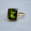 Genune Green Peridot 925 Sterling Silver Yellow Gold Overlay Ring Jewelry, Artisan Gift Wedding August Birthstone Ring