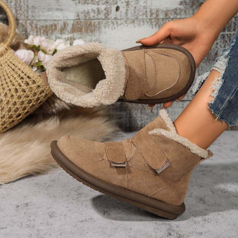 Winter Pelz Schneestiefel Damen Flats Stiefeletten Mode Neu Walking Warme Schuhe Plus Baumwolle Rutschfest Klassisch Mujer Schuhe