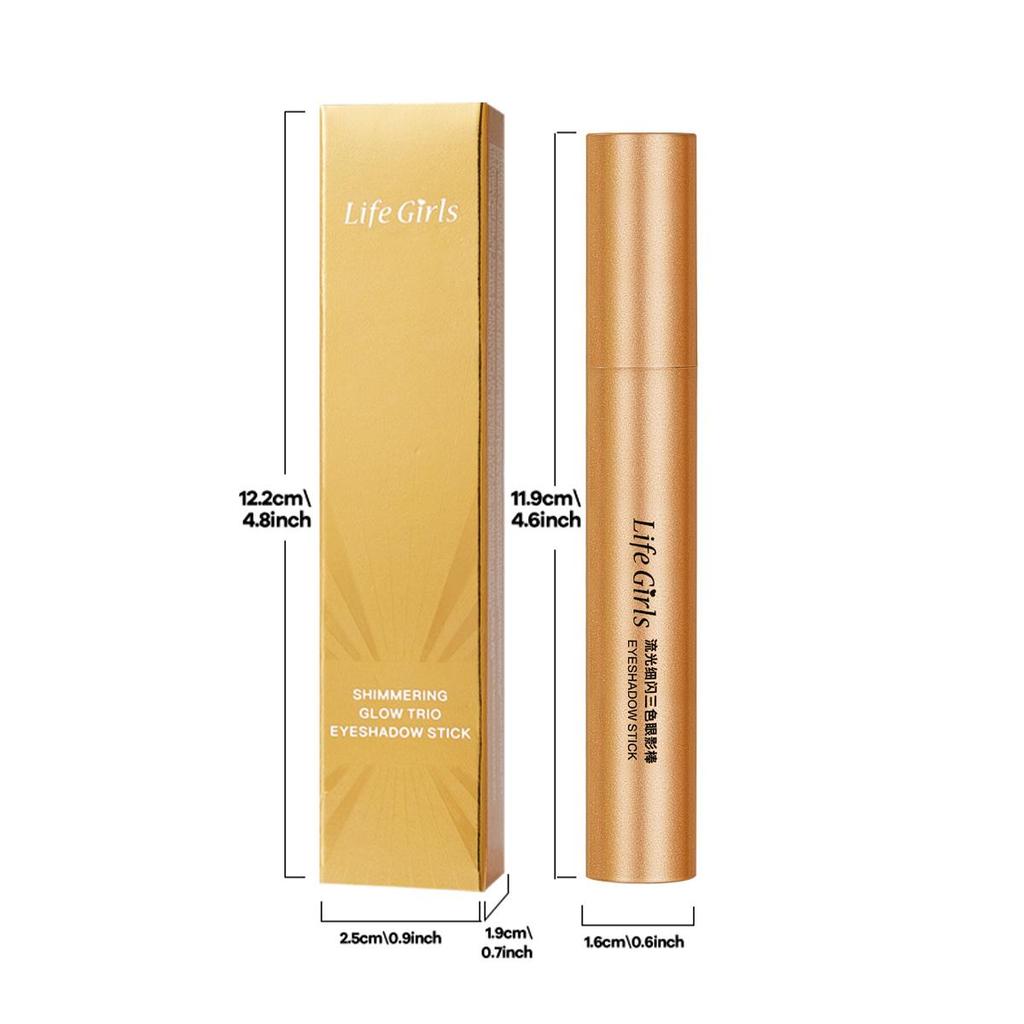 Three Color Eyeshadow Stick Matte Pearl Glitter Long Lasting Waterproof Twist Up Portable Travel Friendly Daily Eye Makeup