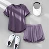 2026 Summer Women's Quick-Dry Sports Set: Loose Fit Yoga & Running Wear with Sweat-Absorbing Short-Sleeve Top