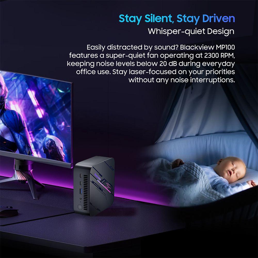 Blackview MP100 Mini-PC, AMD Ryzen 7 5700U 8 Kerne Max 4,3 GHz, 16 GB RAM 1 TB SSD, DP+HDMI+Type-C Triple 4K-Display