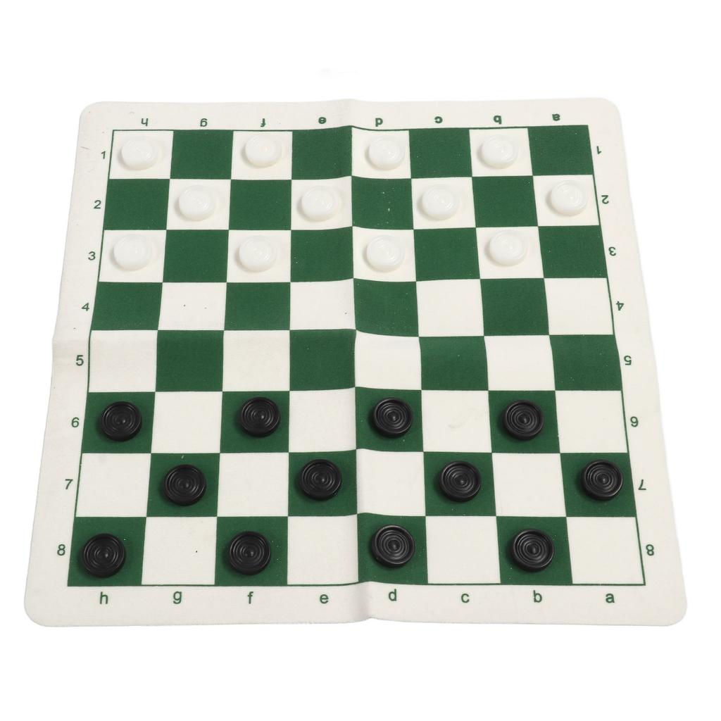 Tragbares Schach-Dame-Set für Kinder Erwachsene Faltbare Aufrollbare Schachspielsets 24 Damesteine mit