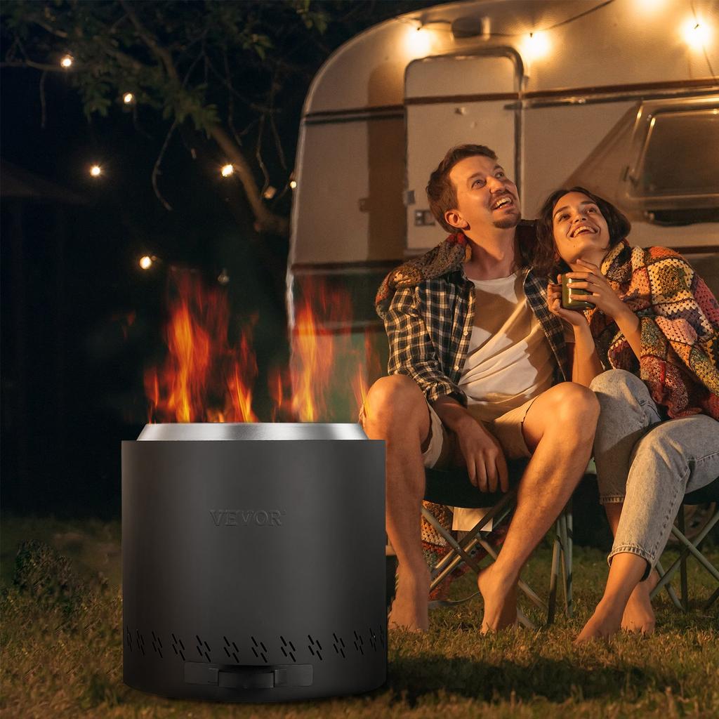 VEVOR Smokeless Fire Pit Stove Bonfire 40 Cm Dia Wood Burning Stainless Steel