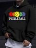American Western Style Unisex Autumn Winter Print Hooded Long Sleeve Sweatshirt, Pickleball Colorful Polka Dot Print Hoodie, Niche Sports Pattern, Ath
