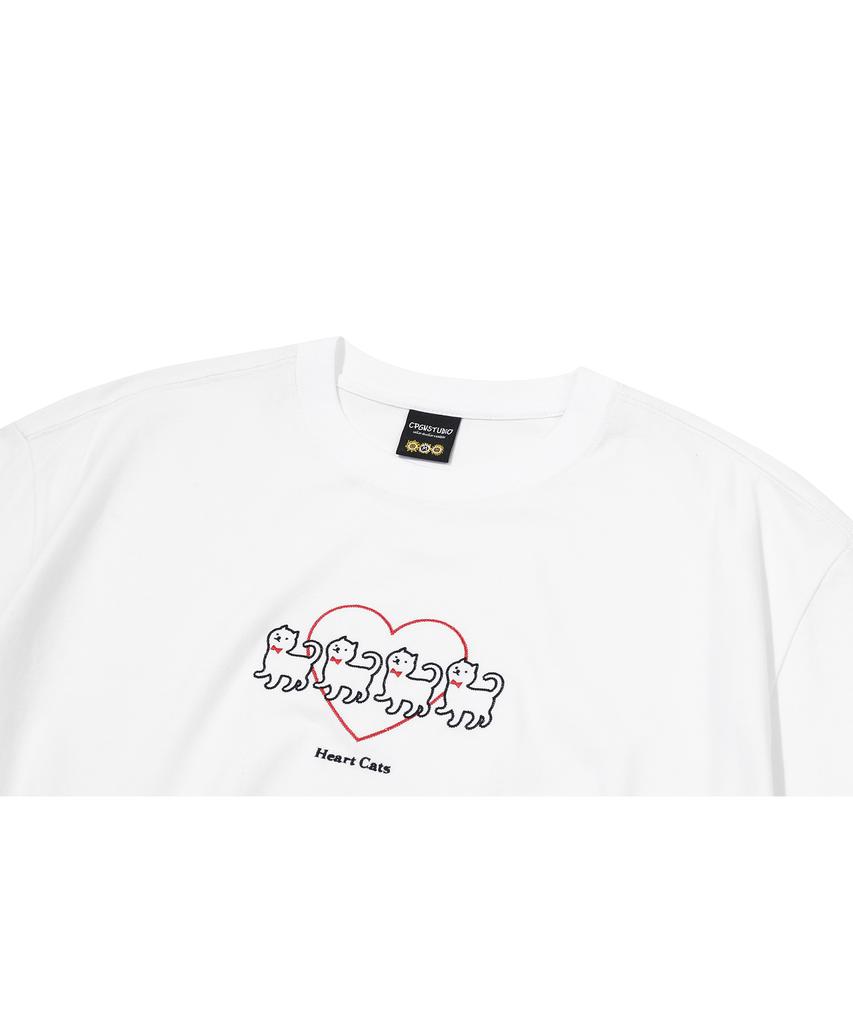 CPGN STUDIO Cat'S Heart Chain Embroidered Short Sleeve T-Shirt White