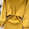New Autumn Fashion Knitted 2 Piece Set Women Breading Long Sleeve Pearl Top+Knitted Camis Dress Female Sweater Suits 2026 Korea