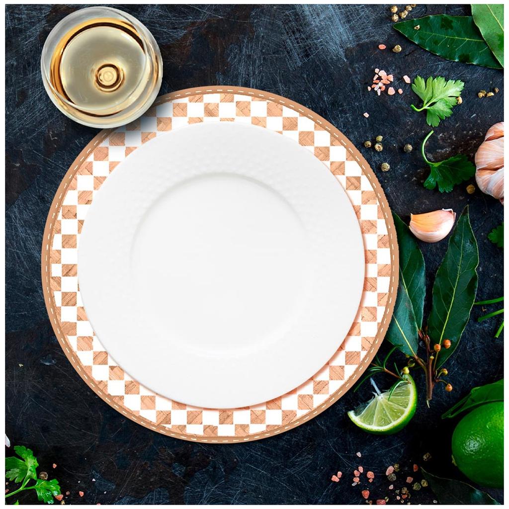 Les Trésors De Lily [A3396] - Tischset aus geflochtener Jute 'Boho' beige weiß - 38 cm (Schachbrett)