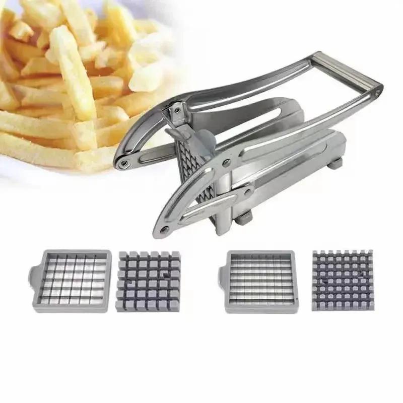 French Fry Cutter Multifunction Vegetable Fruit Chopper with 2 Stainless Steel Blades for French Fries Chips Maker Potato Slicer