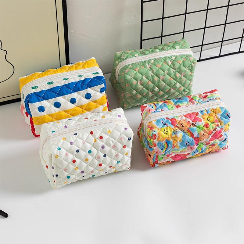 Borsa per Trucco da Viaggio Portatile Minimalista con Fiocco, Grande Capacità, Morbida
