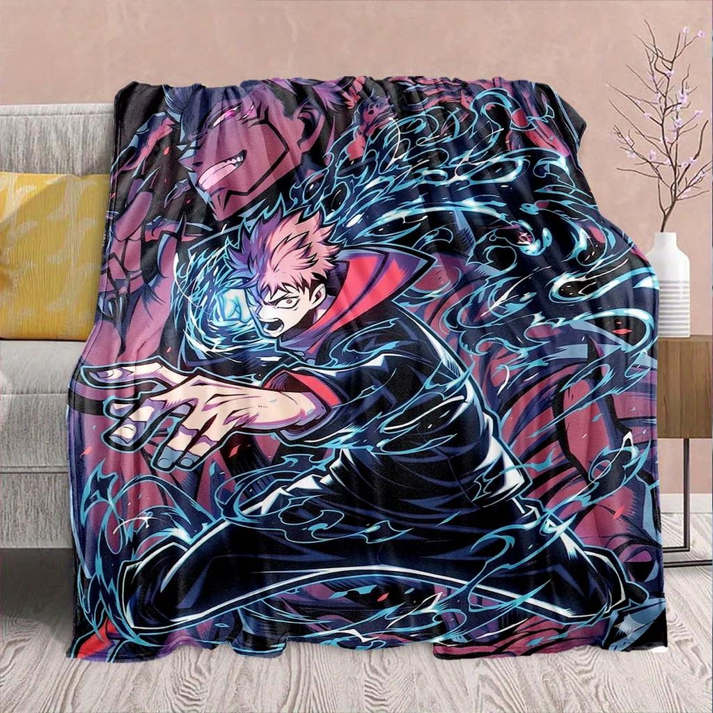 Jujutsu Kaisen Anime Flannel Blanket - Soft Warm Perfect for Sofa, Bedding Camping Travel Office Home Decor -QJY