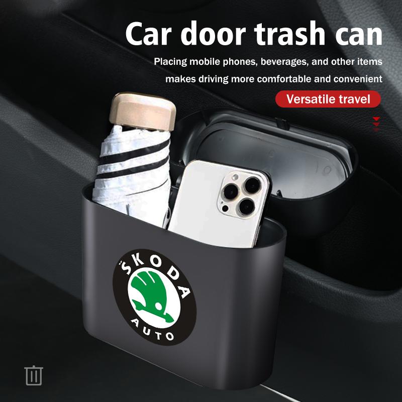 Cqmes7 Für Skoda Auto Mülleimer Tür Hängende Aufbewahrungsbox Halter Mülleimer Organizer Auto Zubehör S Kodiaq Octavia 2 3 Yeti Karoq