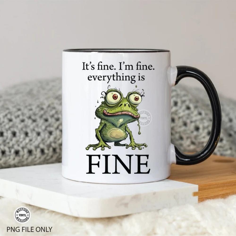 350ML Keramik Lustige Tasse Mit Henkel Mir Geht's Gut Alles Ist Gut Spruch Kaffeetasse Für Zuhause Bürogebrauch