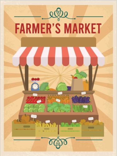 

Metal plaque vintage retro style Farmers Market Classic tin door sign FoodAluminum 20x30cm（7.8x11.8inch）