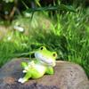 Enfeite de Sapo Sapo Deitado Pequena Estatueta de Resina com Guarda-chuva de Folha à Prova de Sol Enfeite de Micro Paisagem Vaso de Flores Console de Carro Decoração de Mesa Balcão