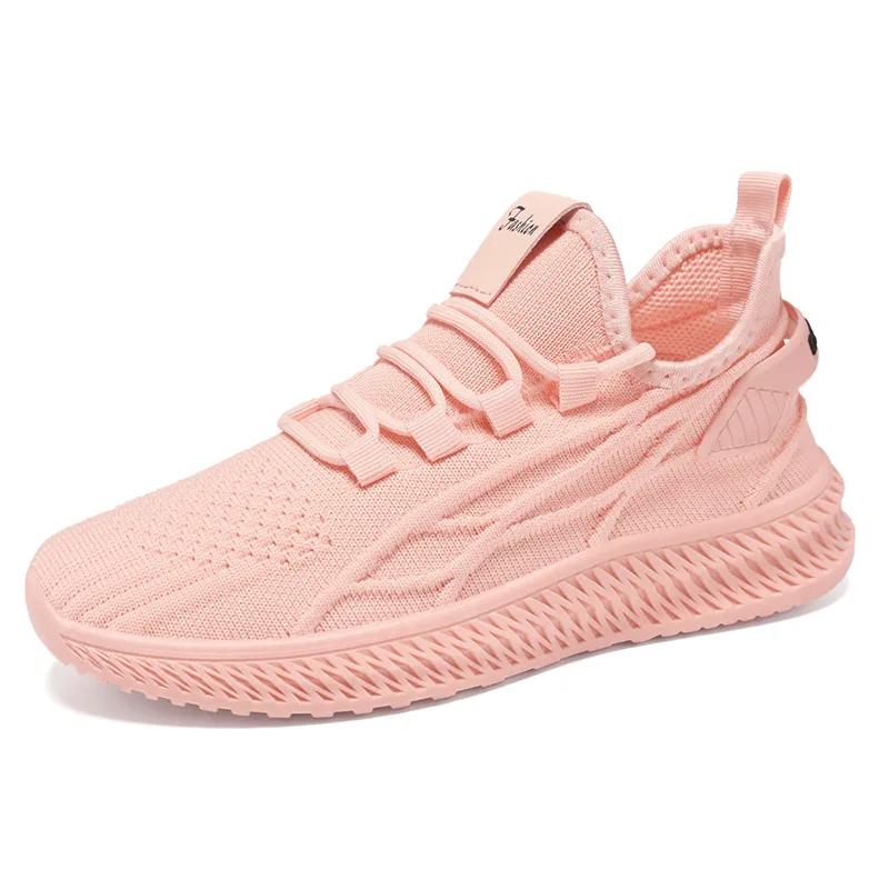 Fashion Trendy Summer Comfortable Sneakers Red Yellow Women Casual Outdoor Running Shoes Women's Knit Mesh Breathable Sports Shoes