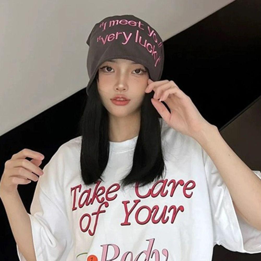 

Korean Style Knitted Hat Embroidery Stacking Hat Fashion Female/Girls