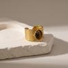 Retro Gold Color Irregular Metal Ring for Women Men Stainless Steel Natural Tiger Eye Opening Ring Aesthetic Dating Jewelry