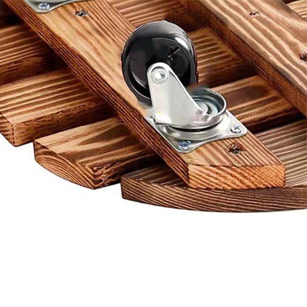 Wooden Base Plant Stand Holder Round/Square Rolling Wheeled Pot Trays Flower Pot Rack Tray  Garden