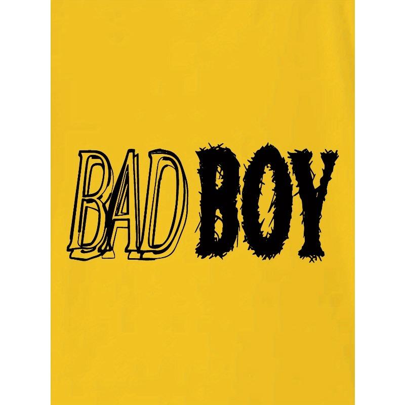 European Size Boys Round Neck Short Sleeved T Shirt with Unique English Print BADBOY