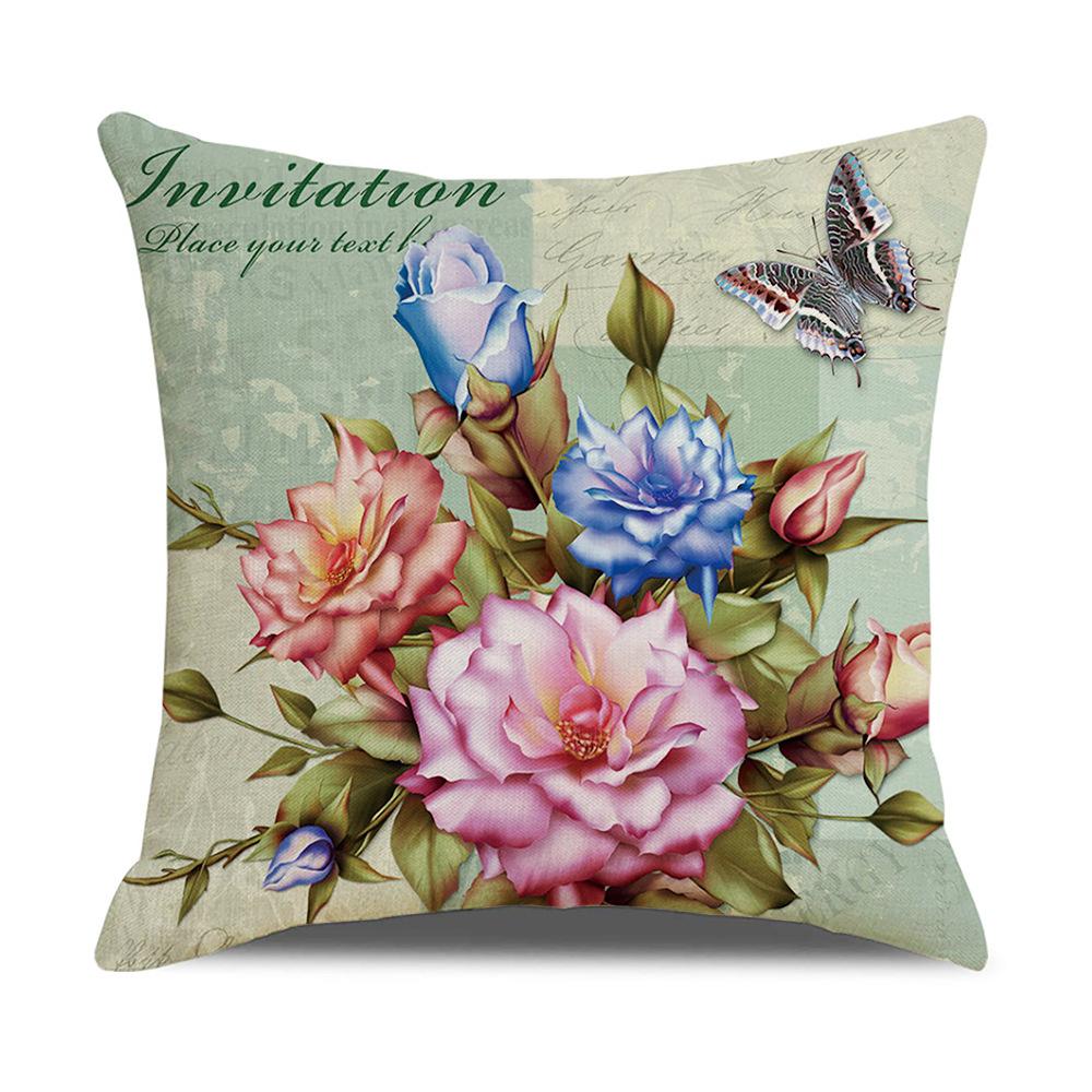 New Home Soft Furnishings Retro Butterfly Newspaper Linen Sofa Office Pillow Cover Cushion Cover