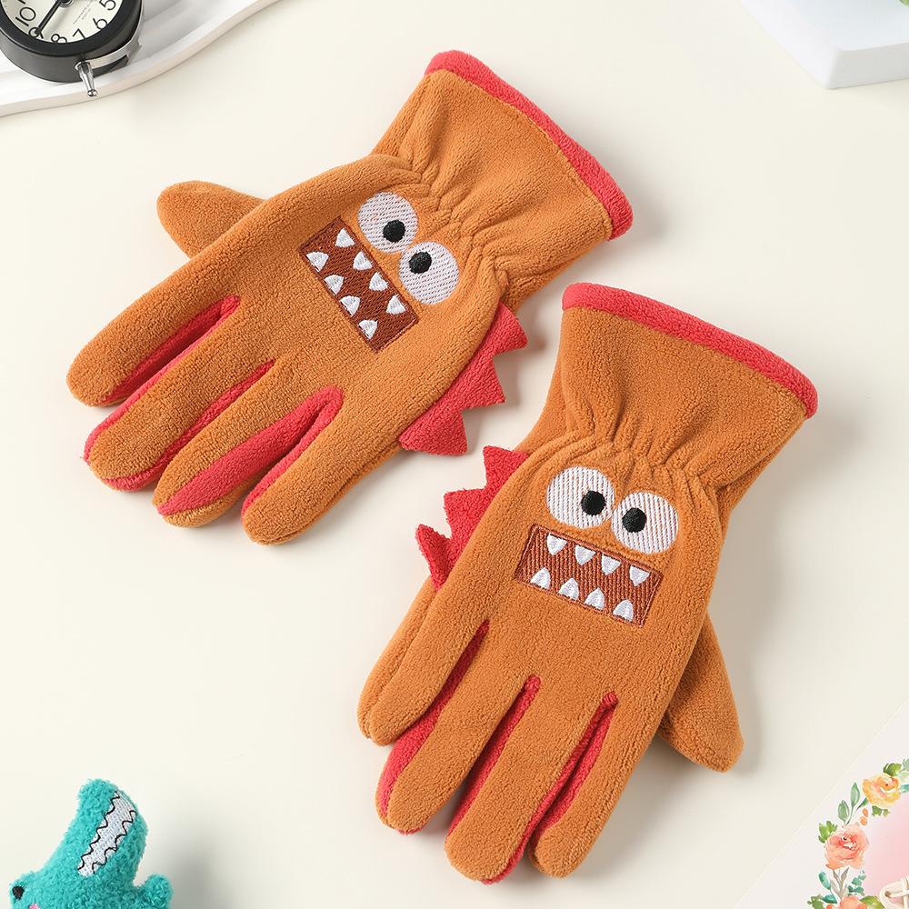 Add Fleece In Autumn and Winter Olympic Fleece Primary School Students Cycling Skin Friendly Outdoor Warm and Cold Proof Cute Gloves