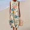 Sleeveless dress new pleated large version loose casual round neck D printing source