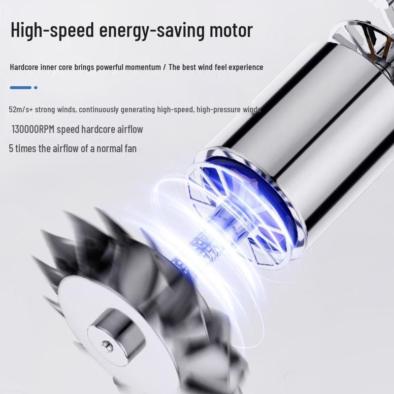 High-Speed Brushless Motor Fan for Snow and Dust Removal - Handheld, Lithium Battery-Powered for Outdoor and Gaming Use.