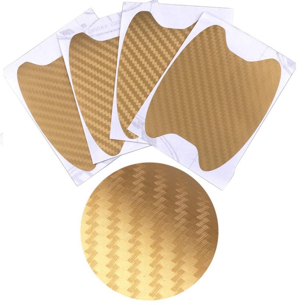 

4Pcs/Set Universal Carbon Fiber Car Door Handle Sticker, Scratches Resistant Anti-Scratch Protection Film Cover Design золотистий