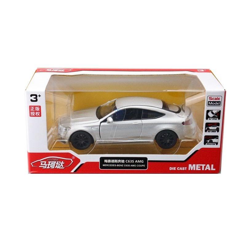 

Модель автомобиля из сплава Mercedes C63 для энтузиастов авто со звуком и светом серебряный