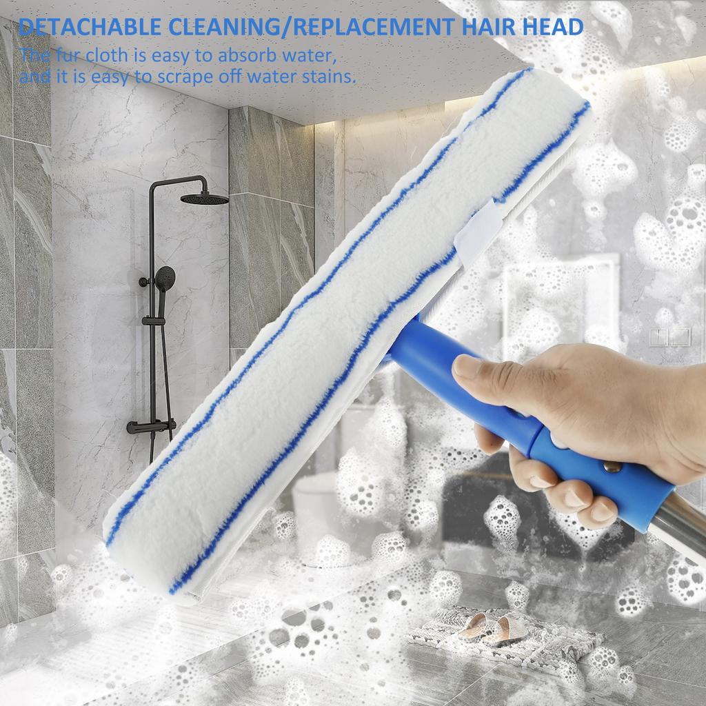 Window Squeegee Cleaner Professional Glass Cleaning Tool Kit Squeegee and Scrubber with 53inch Stainless Steel Pole Removable