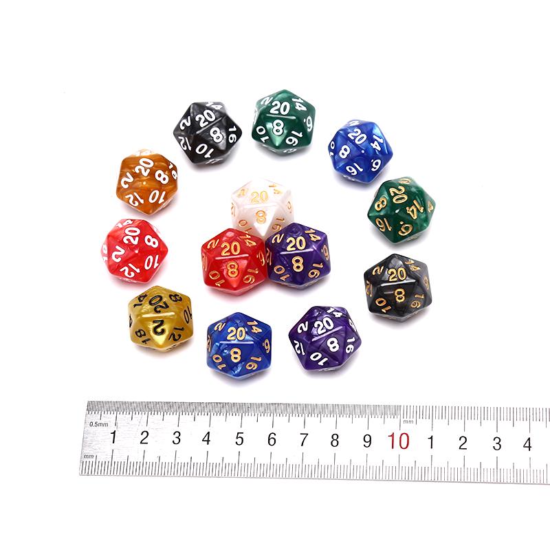 1PC Durable Pearlized D20 Dice Acrylic 20 Sided Dice for Board Game