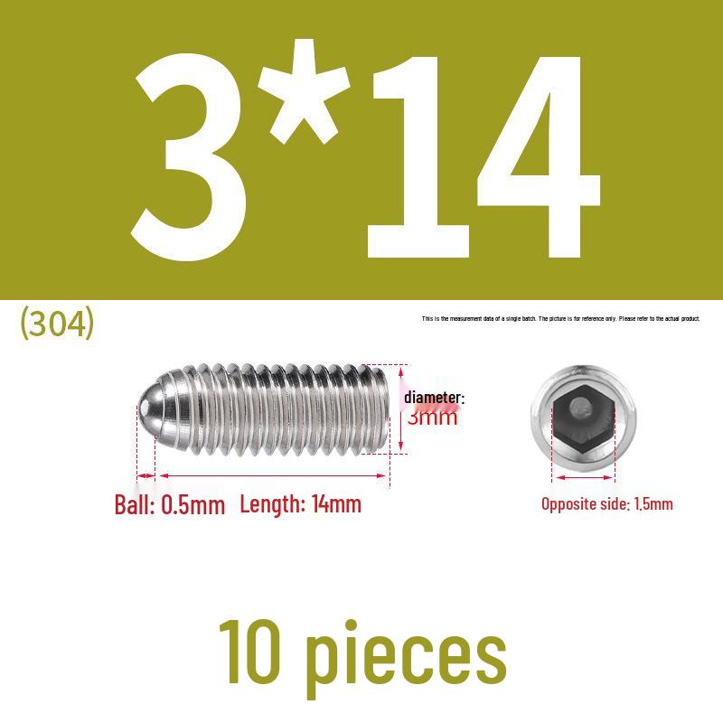 Stainless Steel Ball Plunger Set: M2.5-M16 Ball Screw Positioning Spring Plunger